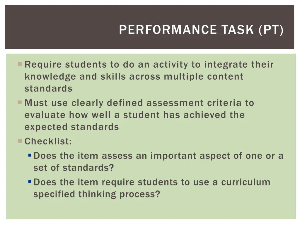 performance task pt