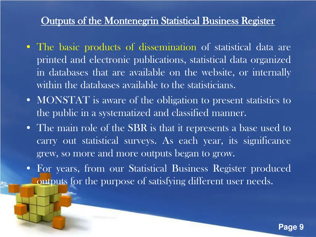 outputs of the montenegrin statistical business 1