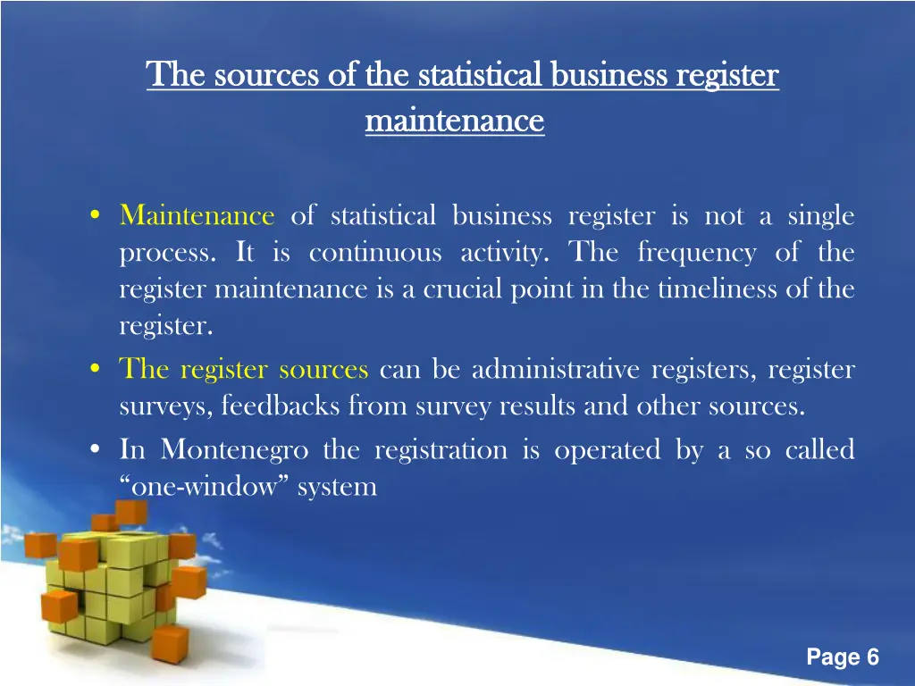 the sources of the statistical business register