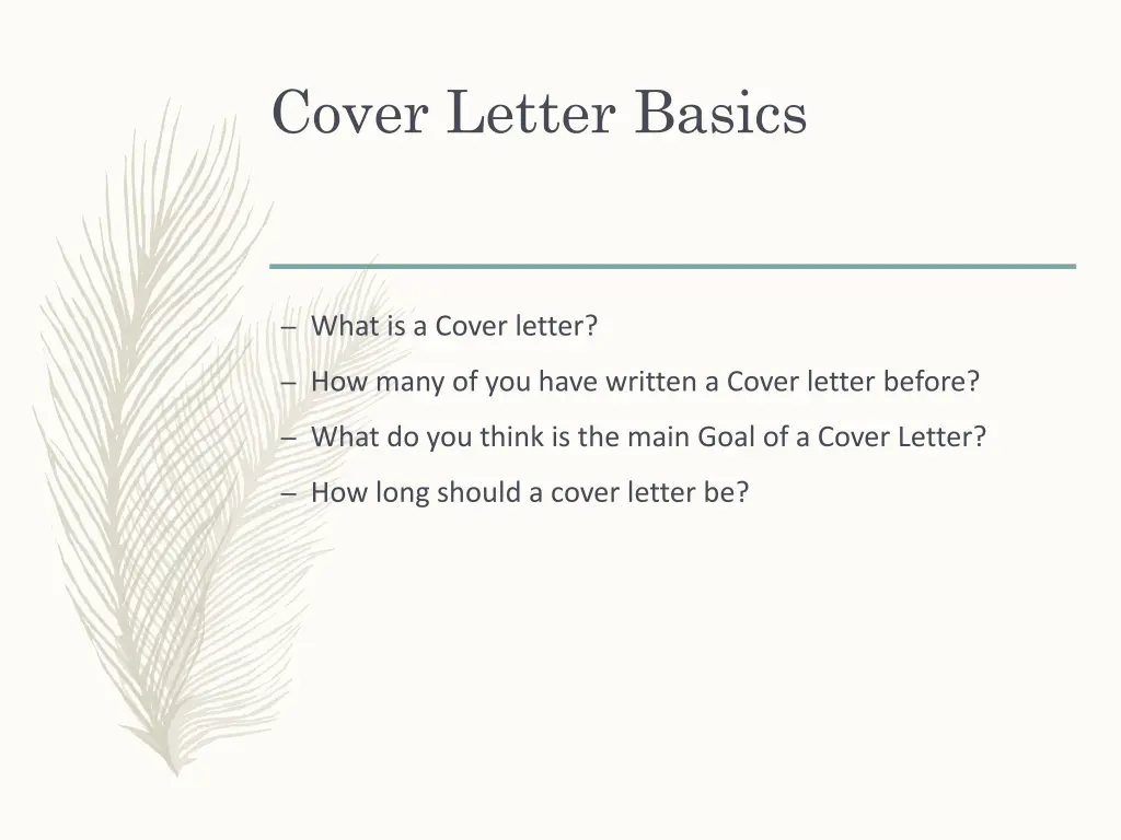 cover letter basics