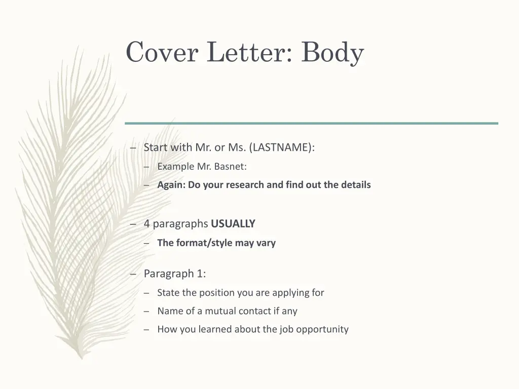 cover letter body