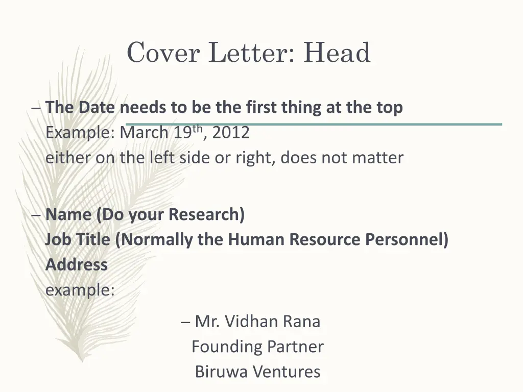 cover letter head