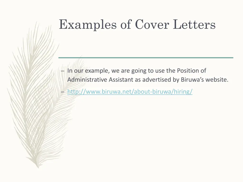 examples of cover letters