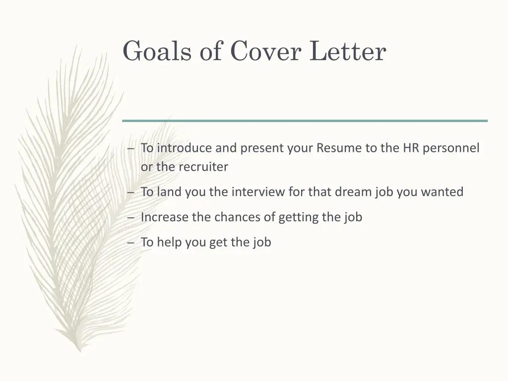 goals of cover letter