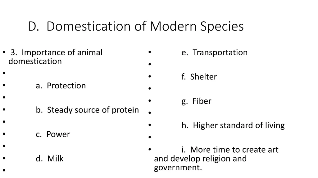 d domestication of modern species 2