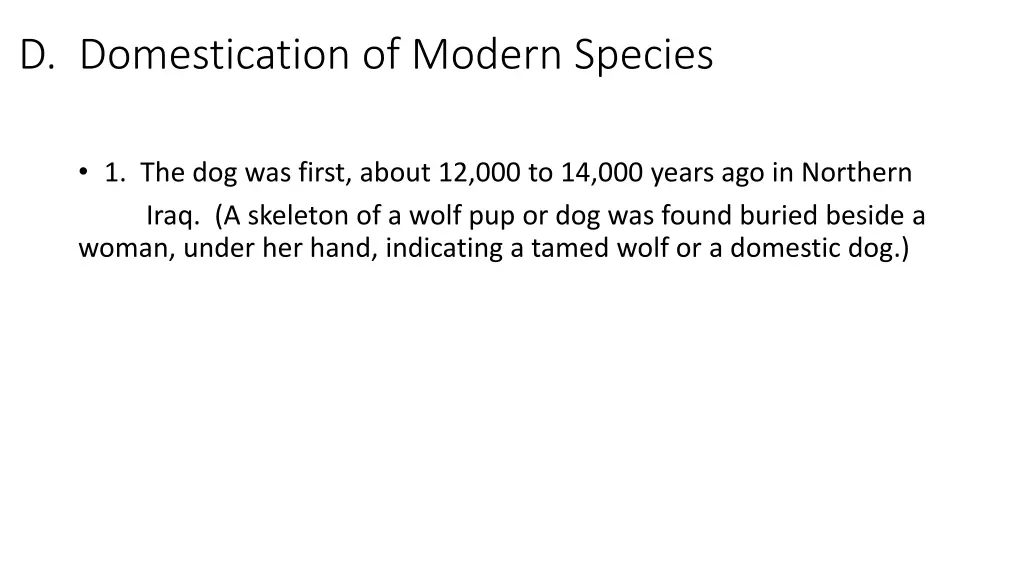 d domestication of modern species