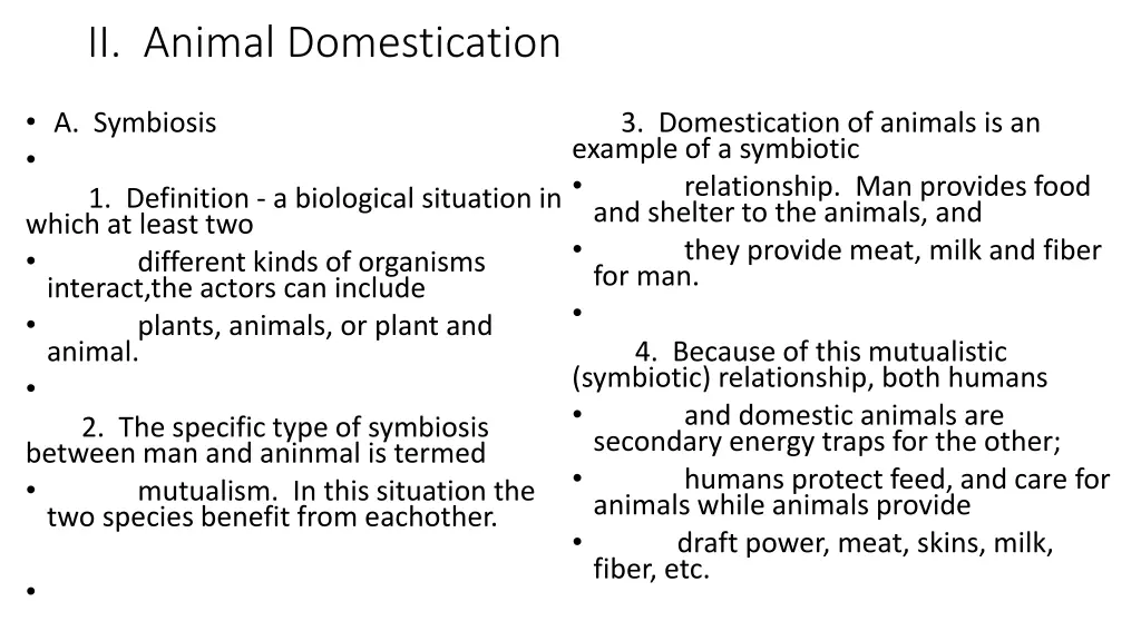 ii animal domestication