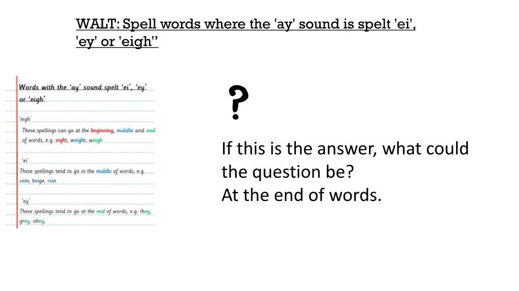 walt spell words where the ay sound is spelt 11