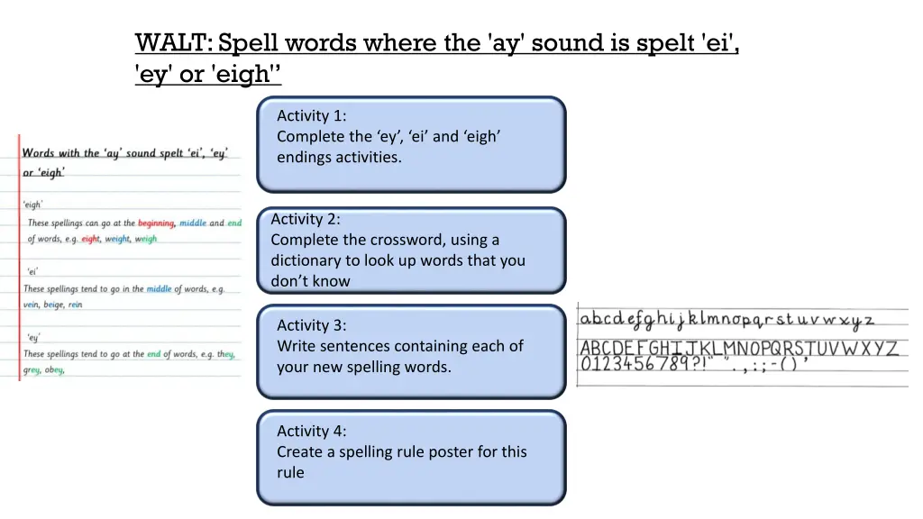 walt spell words where the ay sound is spelt 12