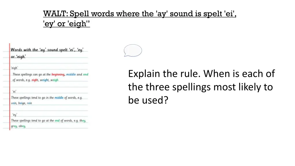 walt spell words where the ay sound is spelt 5