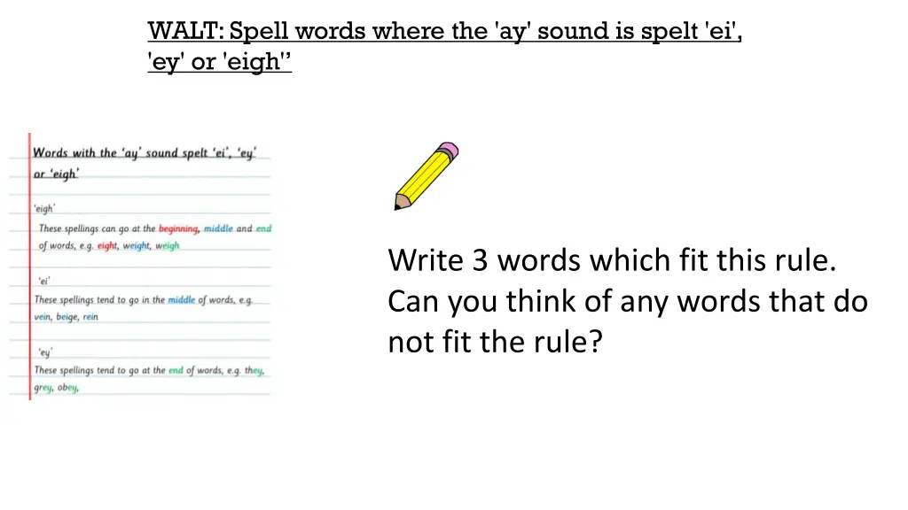 walt spell words where the ay sound is spelt 9