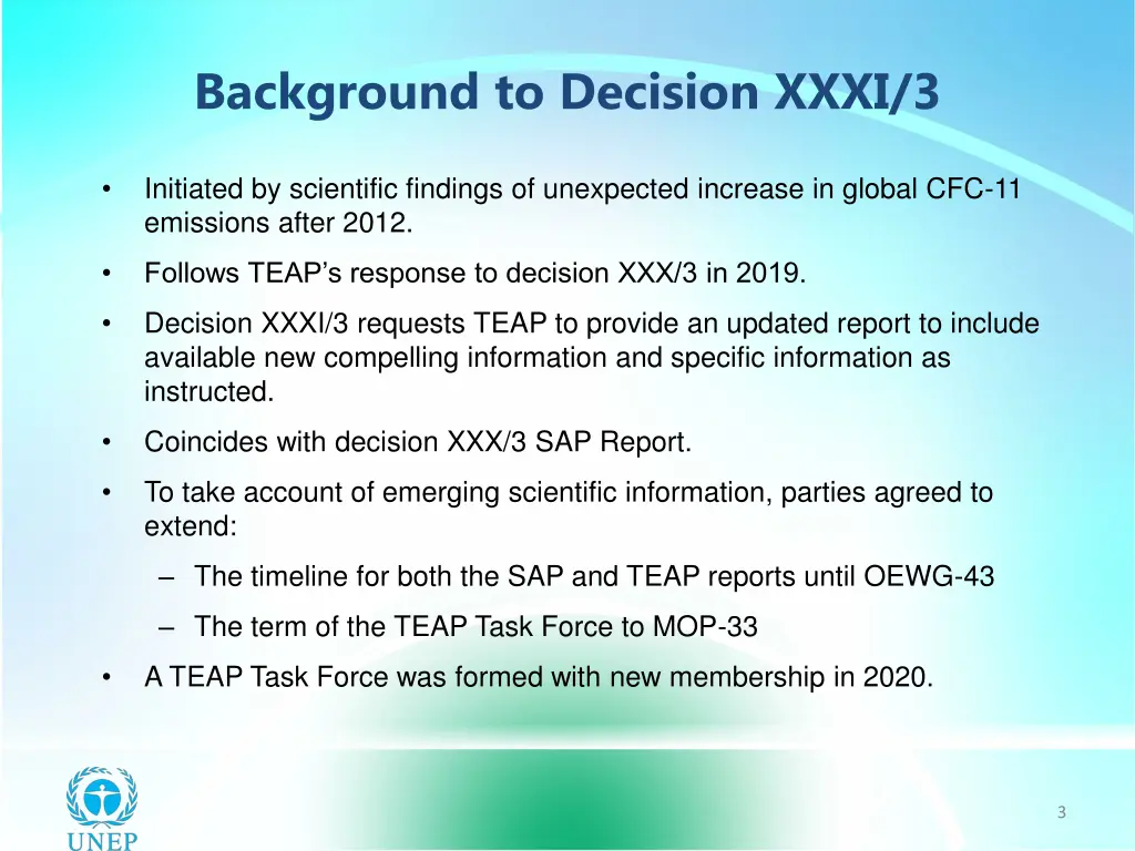 background to decision xxxi 3