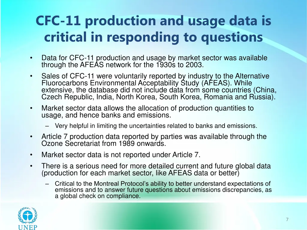 cfc 11 production and usage data is critical