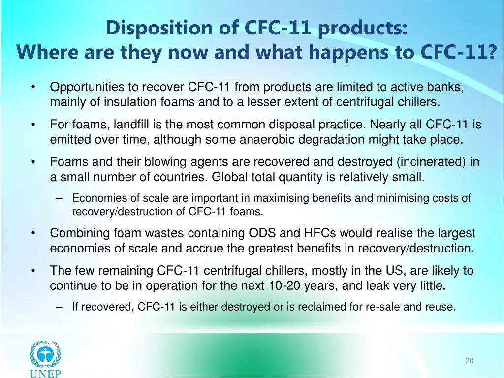 disposition of cfc 11 products where are they