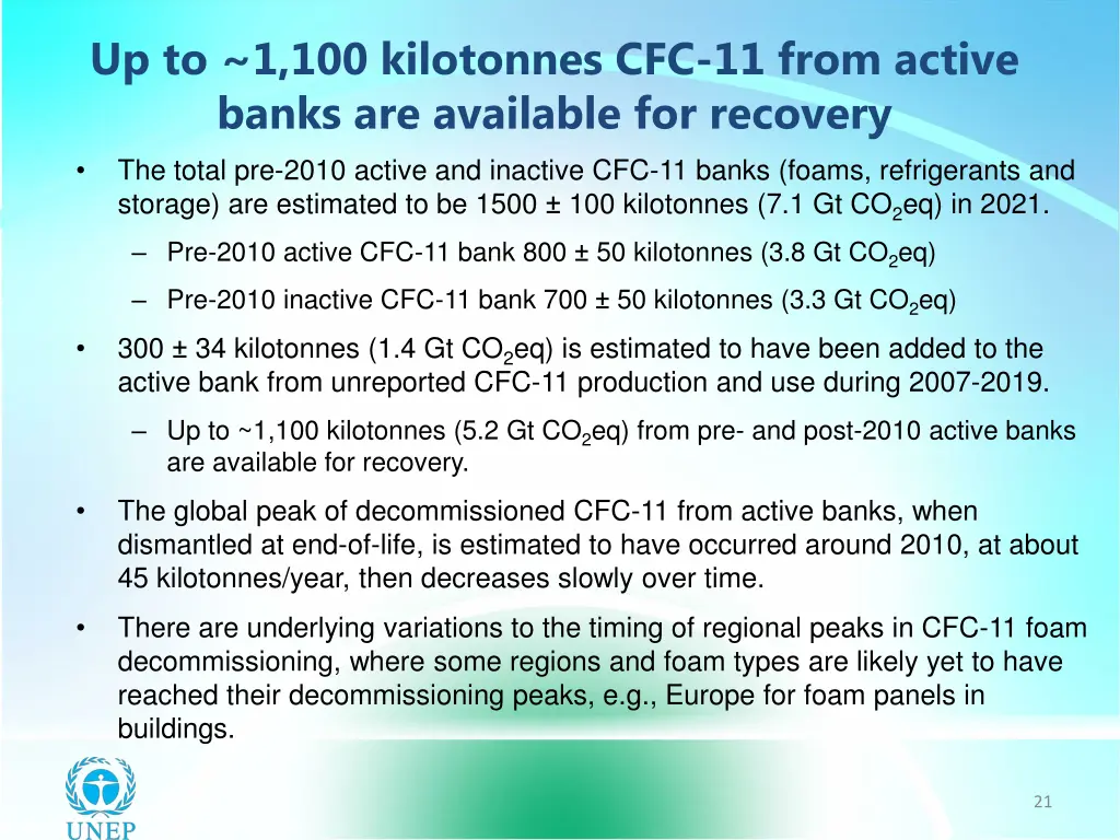 up to 1 100 kilotonnes cfc 11 from active banks