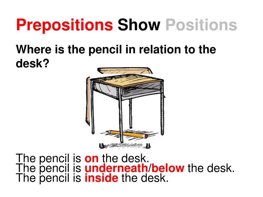 prepositions show positions