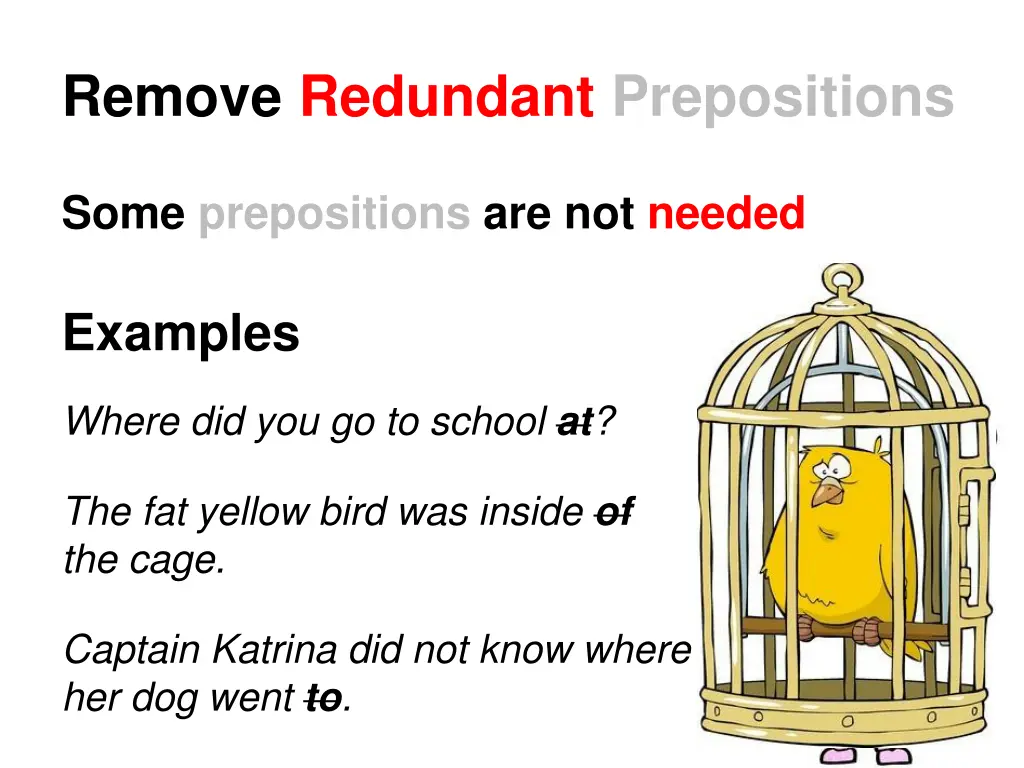 remove redundant prepositions