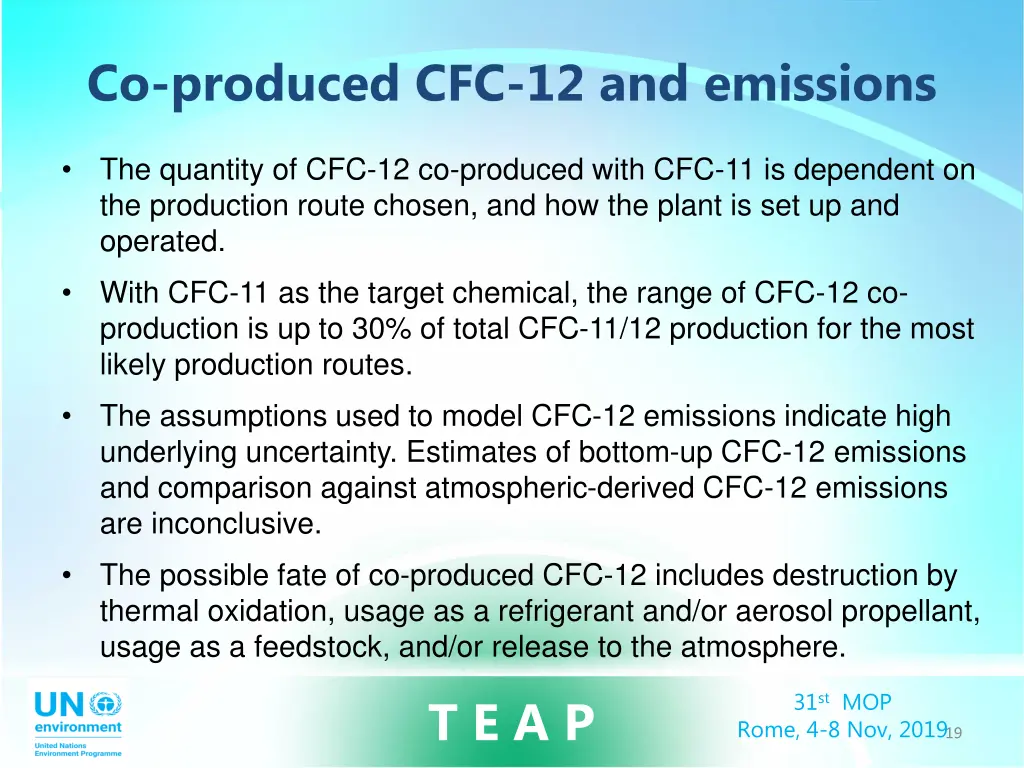 co produced cfc 12 and emissions