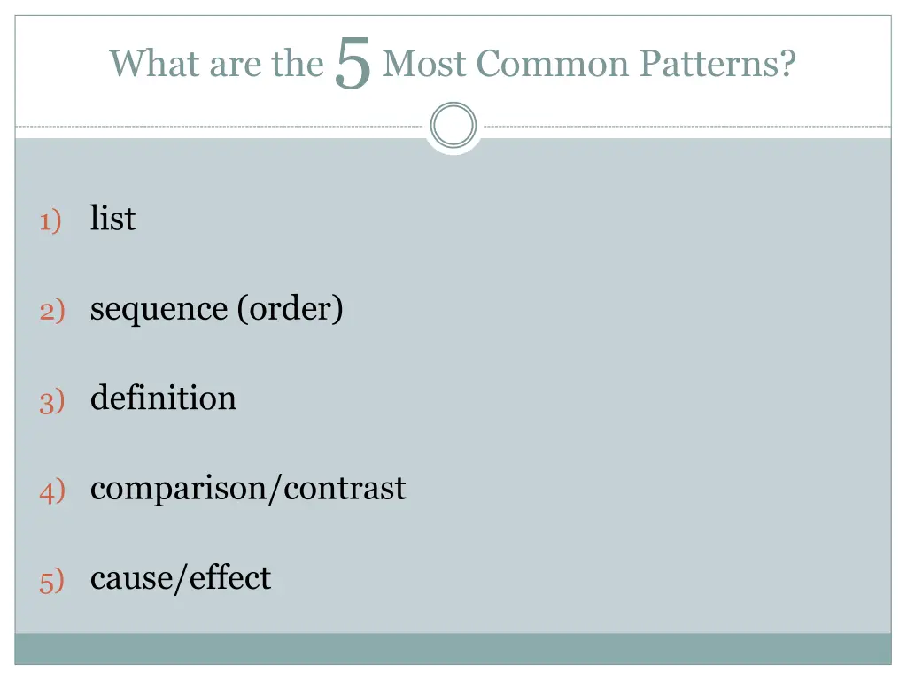 what are the 5 most common patterns