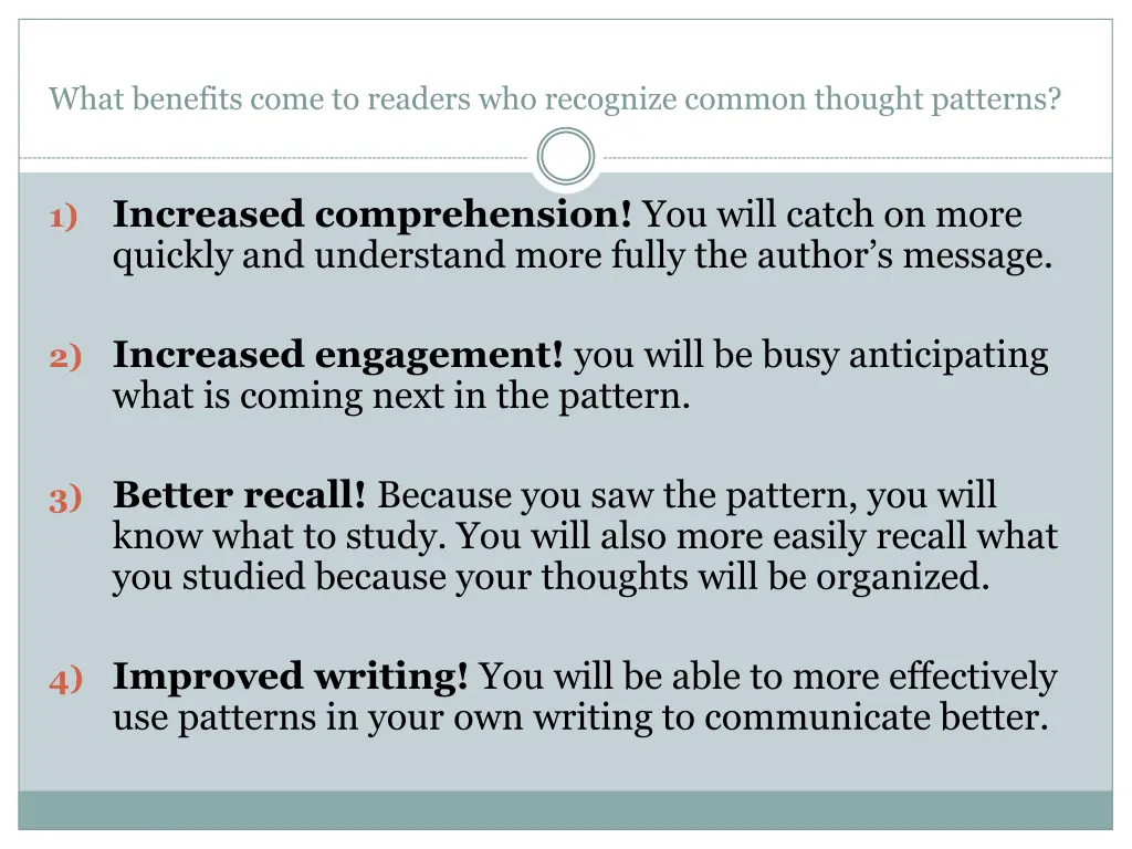 what benefits come to readers who recognize