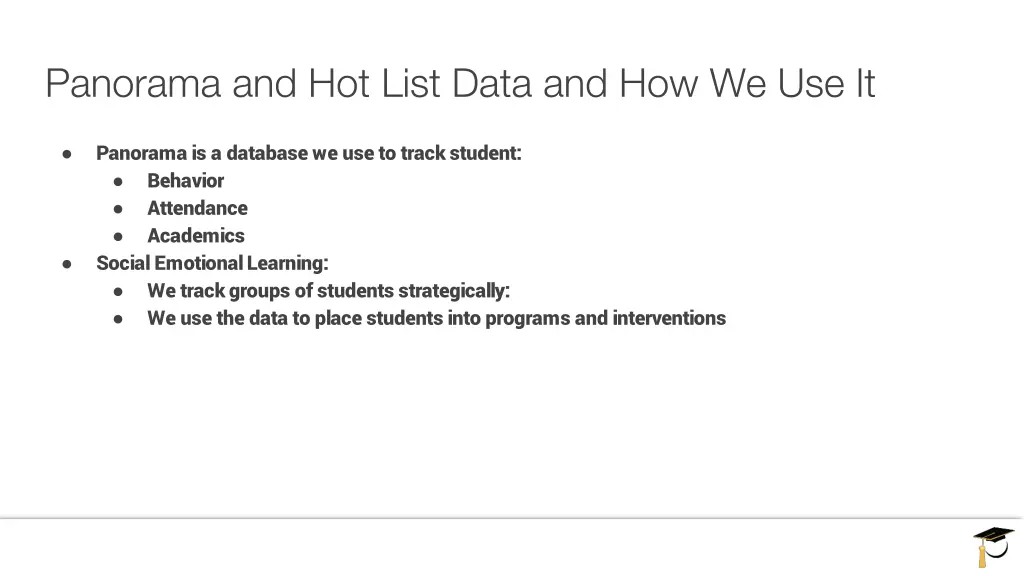 panorama and hot list data and how we use it