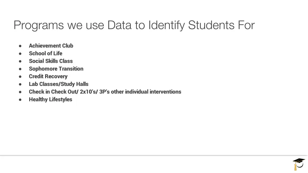 programs we use data to identify students for