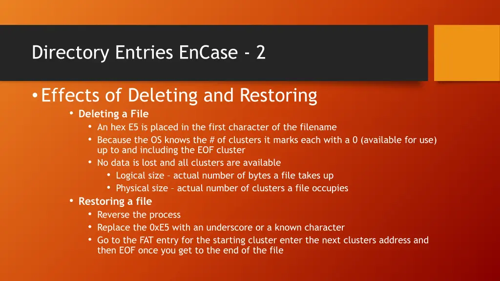 directory entries encase 2