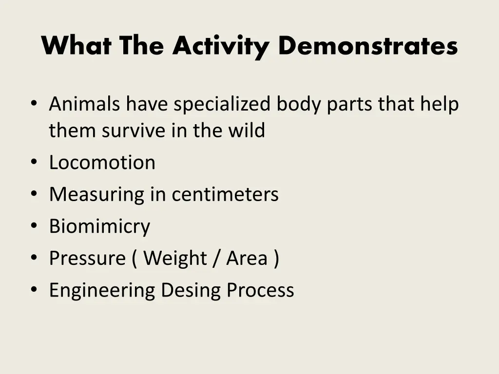 what the activity demonstrates