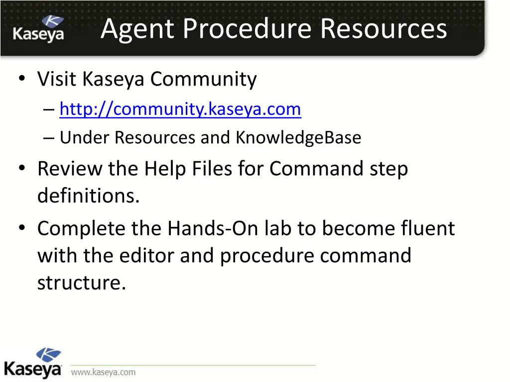 agent procedure resources