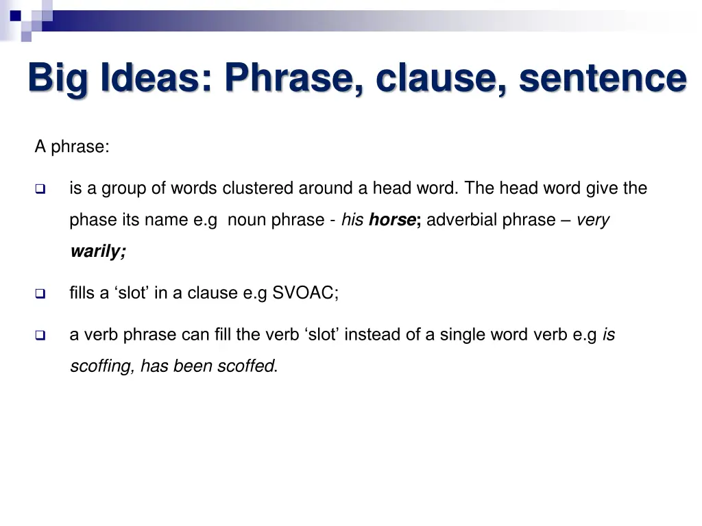 big ideas phrase clause sentence 2