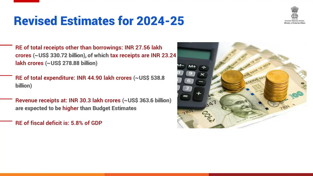revised estimates for 2024 25