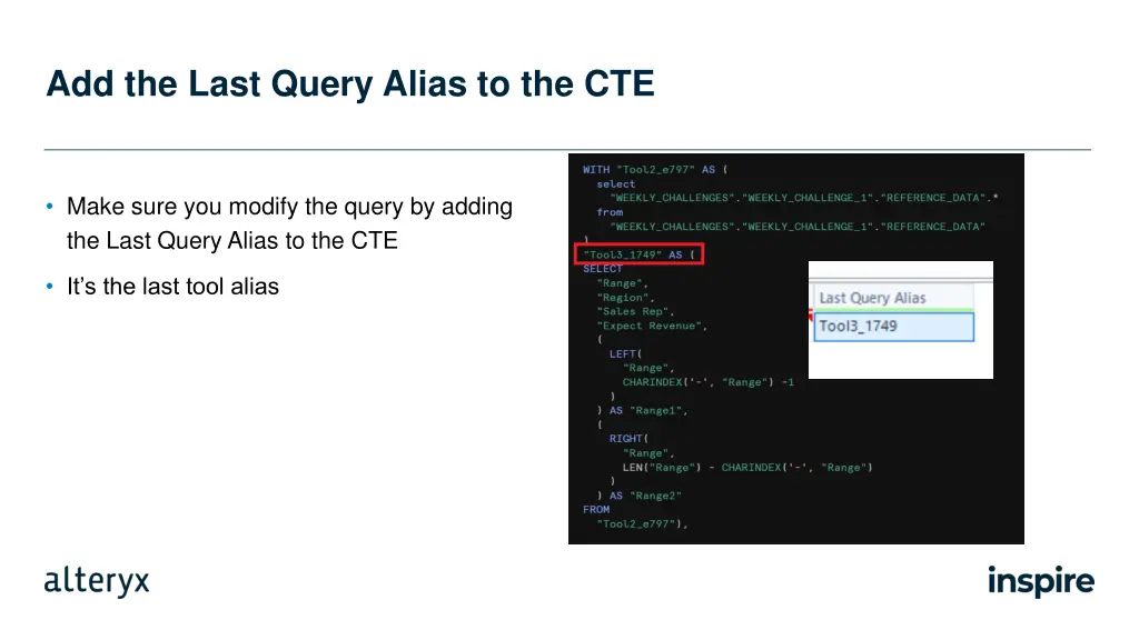 add the last query alias to the cte