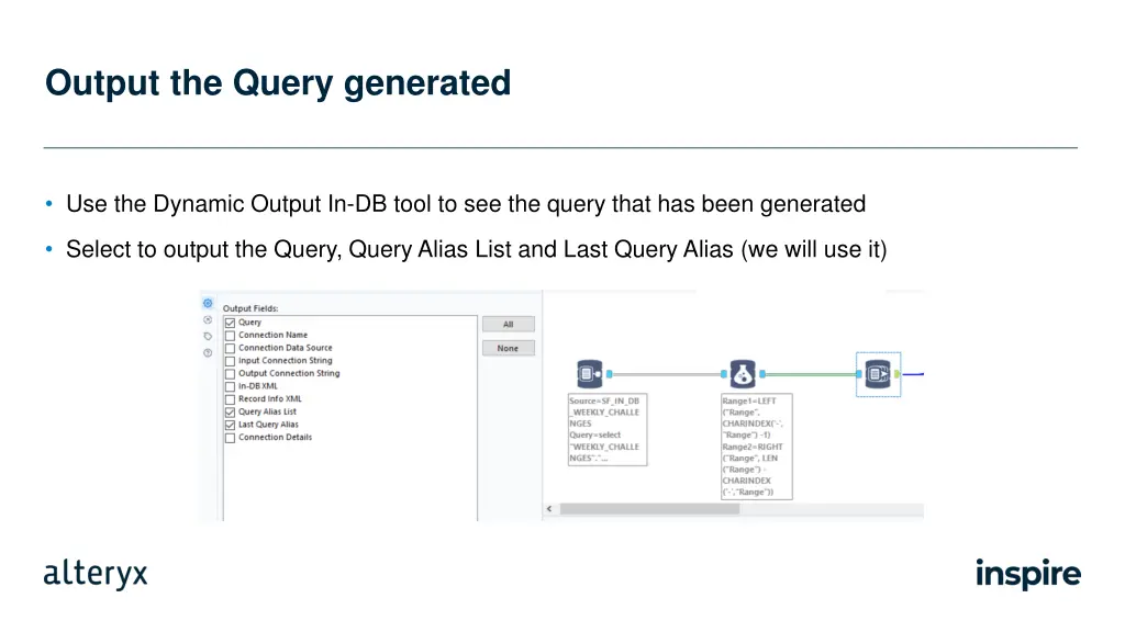 output the query generated