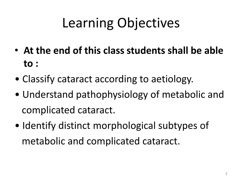 learning objectives