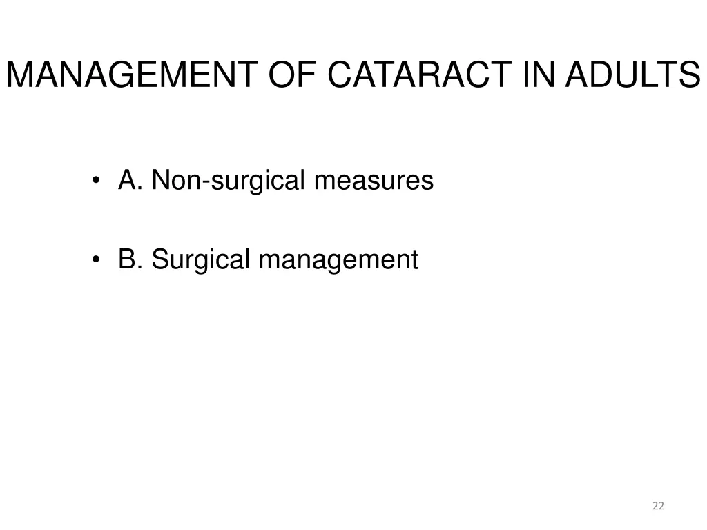 management of cataract in adults