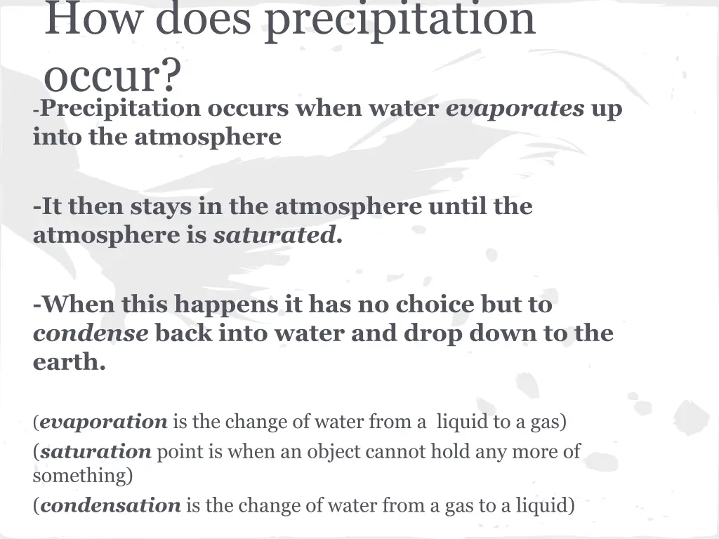 how does precipitation occur precipitation occurs