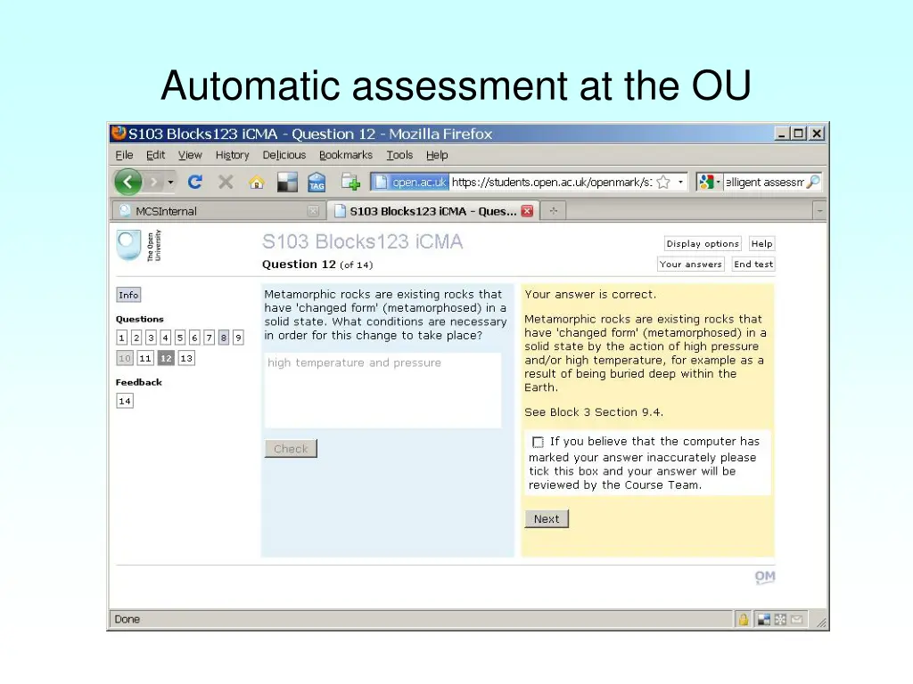 automatic assessment at the ou 1