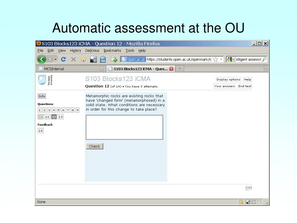 automatic assessment at the ou