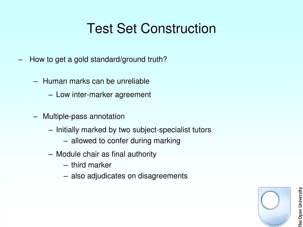 test set construction