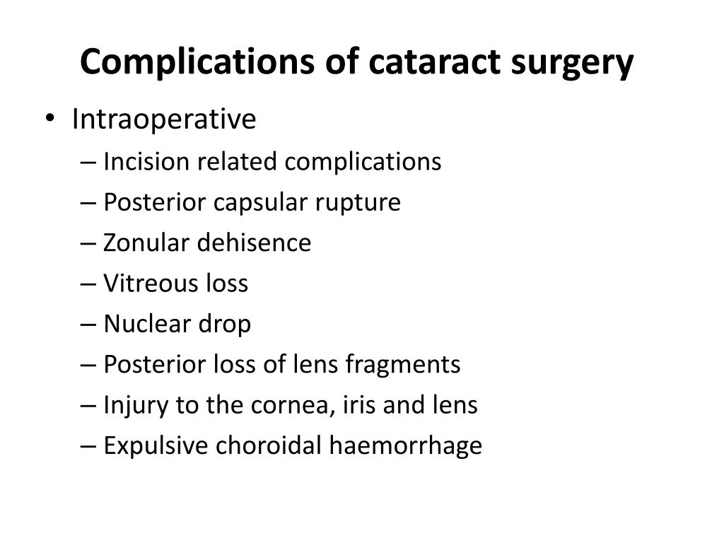 complications of cataract surgery intraoperative