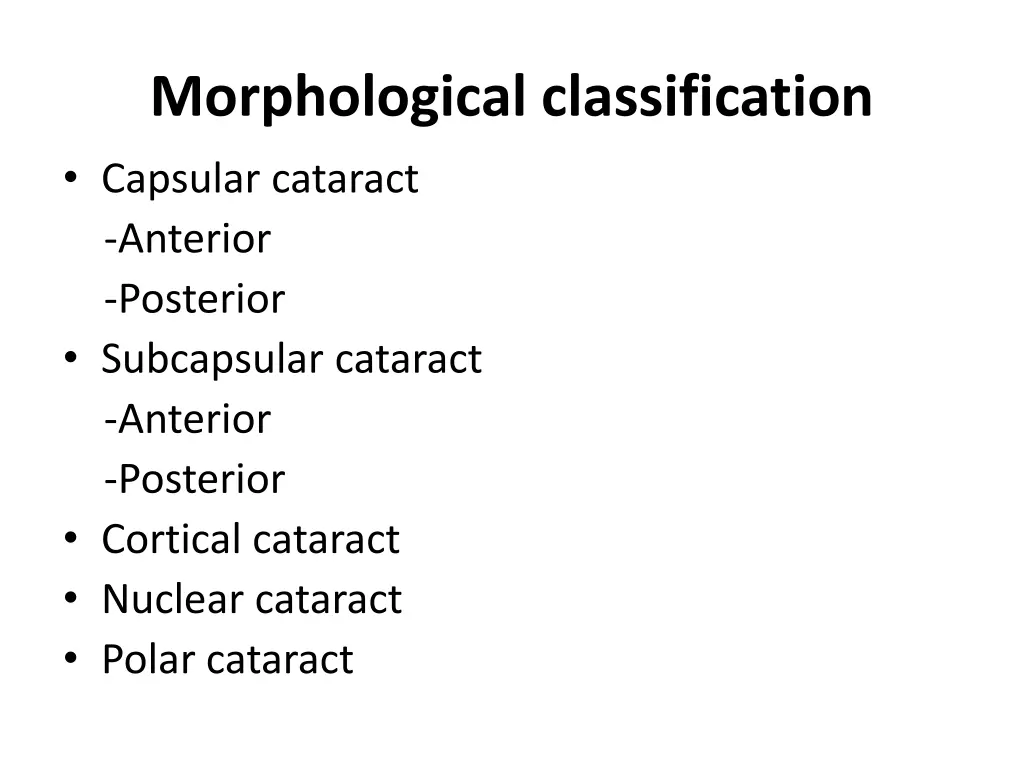 morphological classification capsular cataract