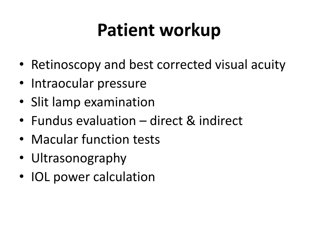 patient workup