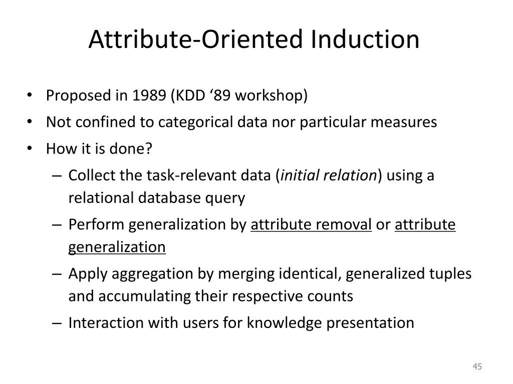 attribute oriented induction