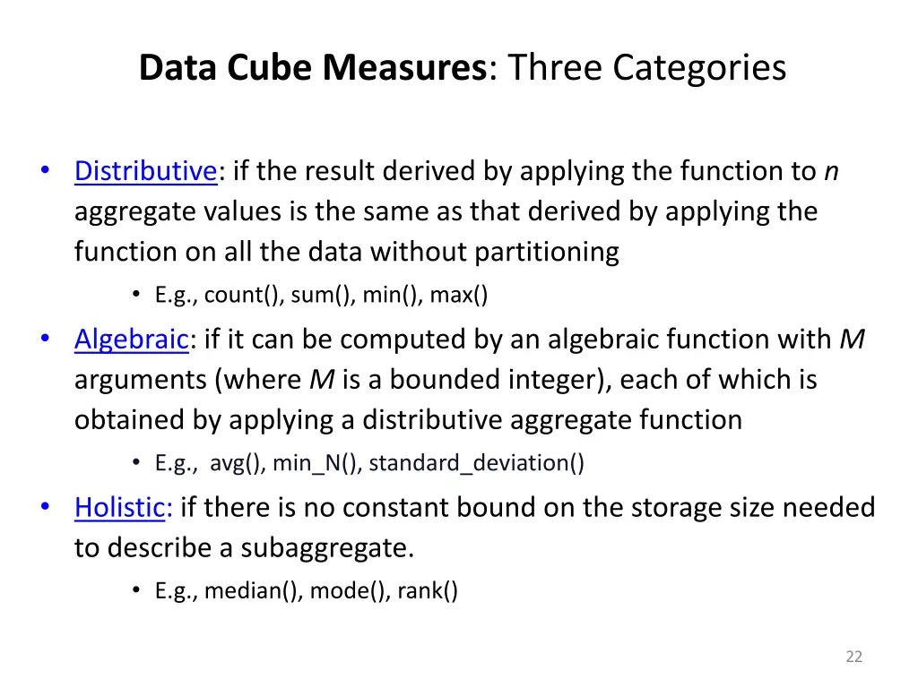 data cube measures three categories