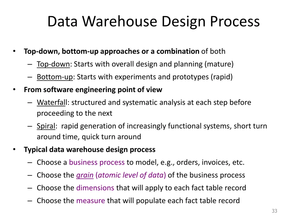 data warehouse design process