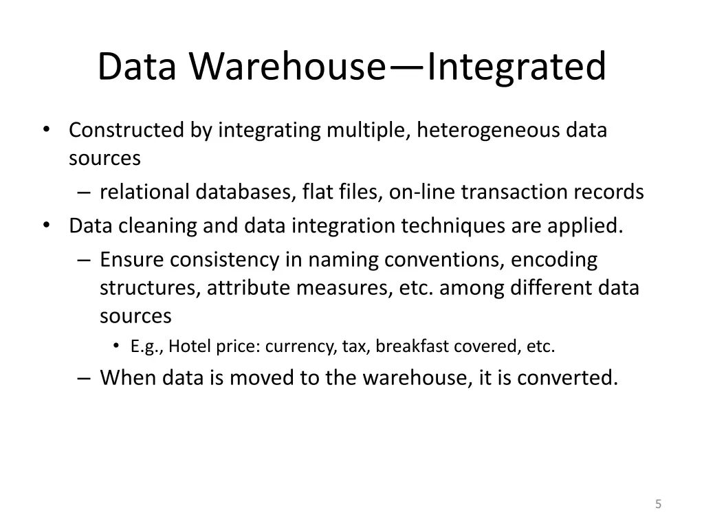 data warehouse integrated