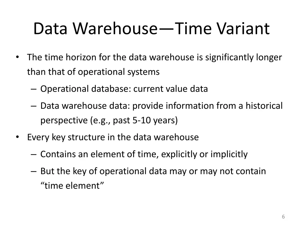 data warehouse time variant