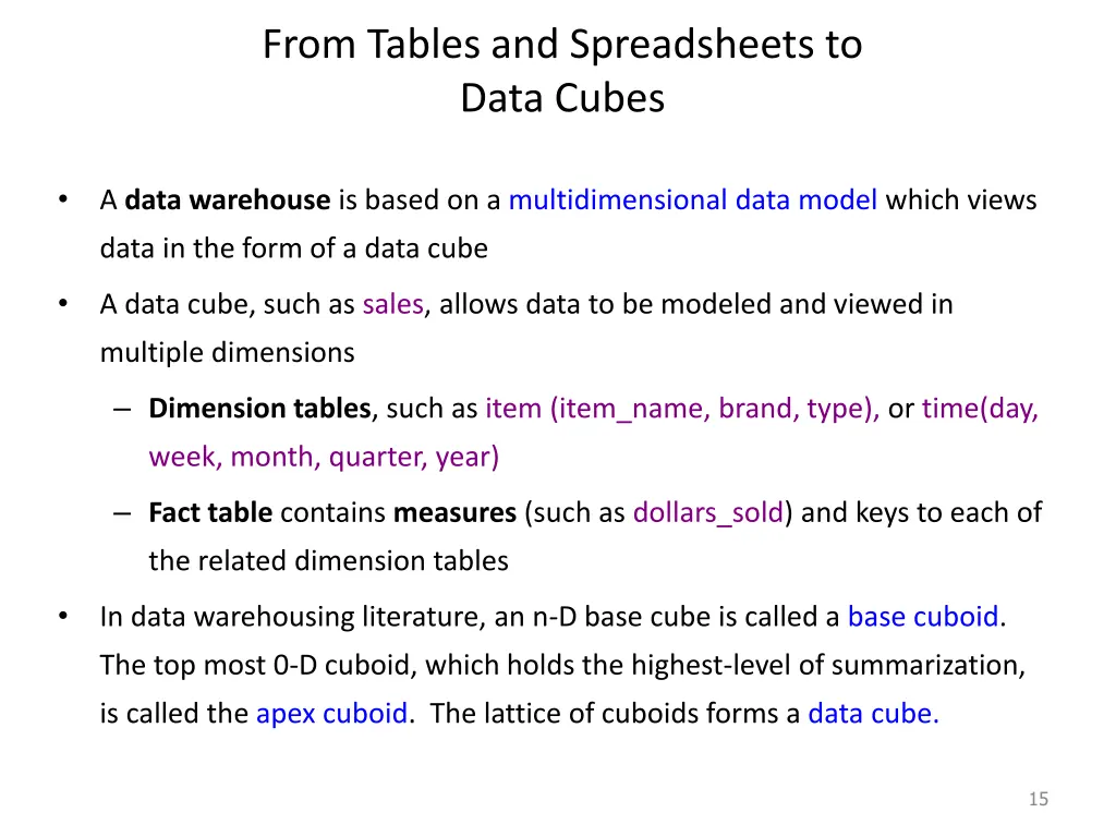 from tables and spreadsheets to data cubes