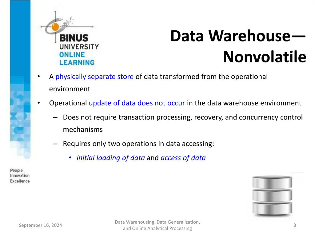 data warehouse nonvolatile