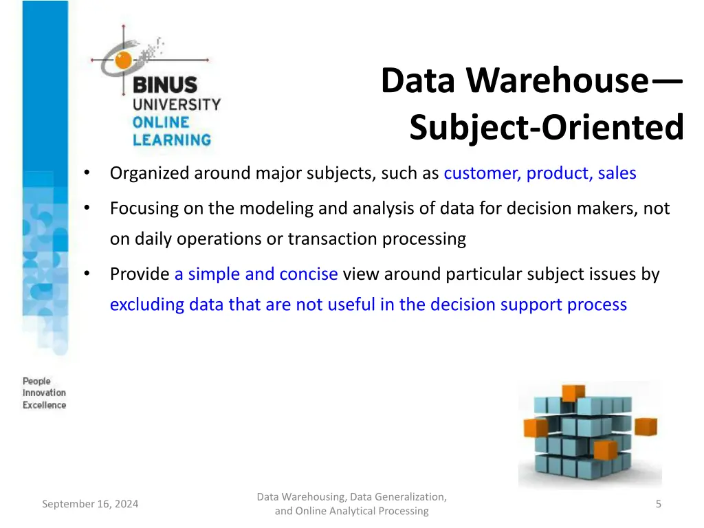 data warehouse subject oriented